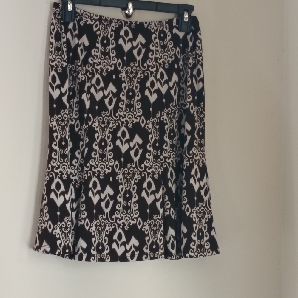 Connected Petite Skirt Women Medium Brown & White Versatile Academia Office 90's